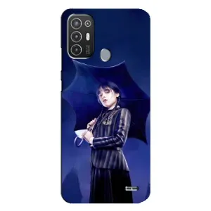 Чехлы Венсдей на TECNO Pop 6 Pro (BE8) Уэнсдей (AlphaPrint) (Уэнздей с зонтом)