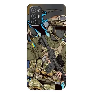 Чехлы с картинкой ЗСУ для TECNO Pop 6 Pro (BE8) (AlphaPrint) (Воин ВСУ)