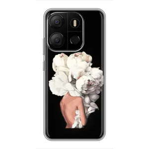 Чехлы (ART) Цветы на Tecno Pop 7 Pro (VPrint) (Білі квіти)
