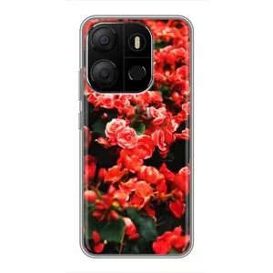 Чохли з квітами для Tecno Pop 7 Pro (VPrint) (Квіти червоні)
