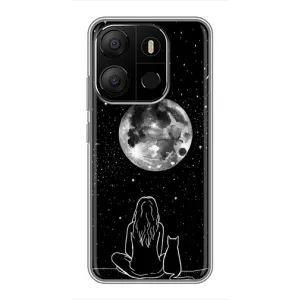 Чохол з малюнком кіт на Tecno Pop 7 Pro (Дівчина з котом)