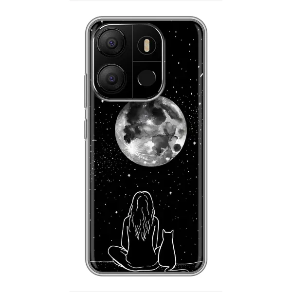 Чохол з принтом «Дівчина з котом» для TECNO Pop 7 Pro