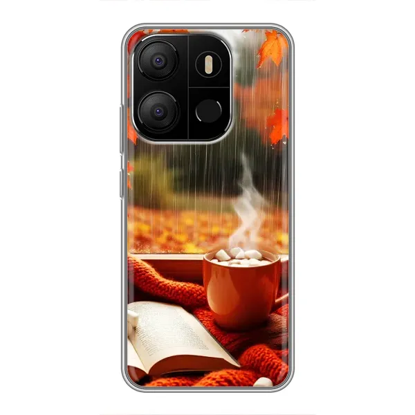 Чехол с принтом «Кофе и дождь» для TECNO Pop 7 Pro