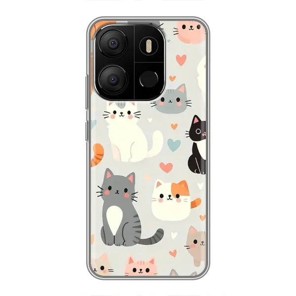 Чохол з принтом «Колаж котів» для TECNO Pop 7 Pro