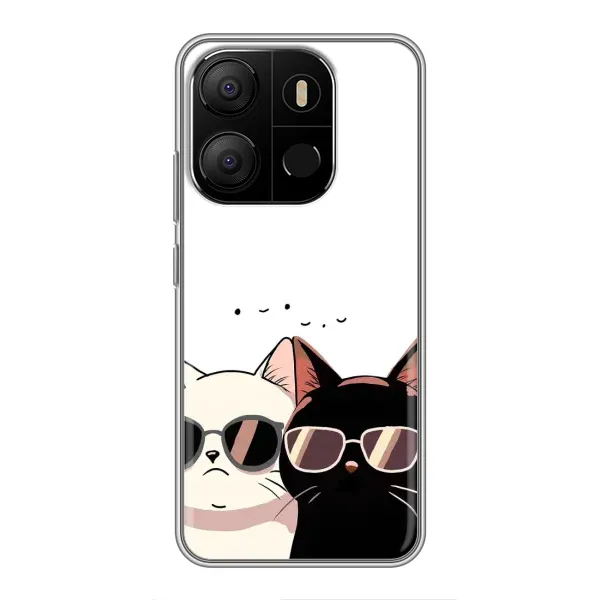 Чохол з принтом «Коти в окулярах» для TECNO Pop 7 Pro