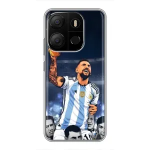 Чехлы для Tecno Pop 7 Pro (Leo чемпион) (AlphaPrint) (Месси с кубком)