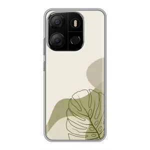 Силиконовый чехол с принтом в цветах на Tecno Pop 7 Pro (Зеленая монстера дизайн)