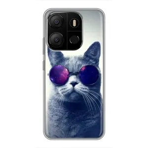 Чохол з принтом для Tecno Pop 7 Pro (AlphaPrint) Модні коти (Стильний кіт)