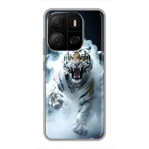 Чехол с принтом «Белый тигр в дыму» для TECNO Pop 7 Pro