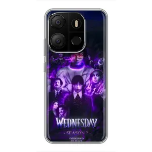 Чехол с дизайном Венздей 2 на Tecno Pop 7 Pro (Фиолетовая магия Уэнздей)