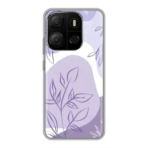 Силиконовый чехол с принтом в цветах на Tecno Pop 7 (Фиолетовые листья абстракция)