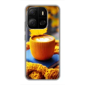 Чехол с принтом «Кофе на желтом пледе» для TECNO Pop 7