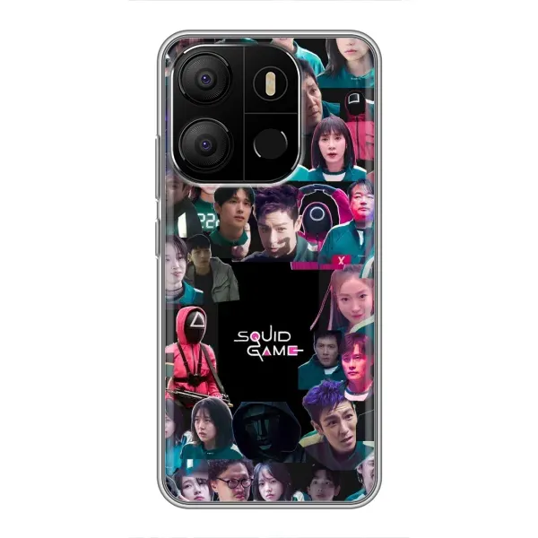 Чехол с принтом «Коллаж Игра кальмара» для TECNO Pop 7
