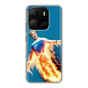 Чохол з принтом Фантастична четвірка для Tecno Pop 7 (Людина-факел у вогні)