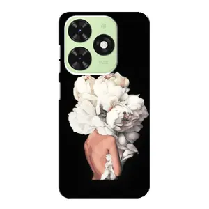 Чехлы (ART) Цветы на Tecno Pop 8 (VPrint) (Білі квіти)