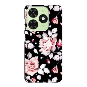 Чохли з квітами для Tecno Pop 8 (VPrint) (Квіти на чорному)