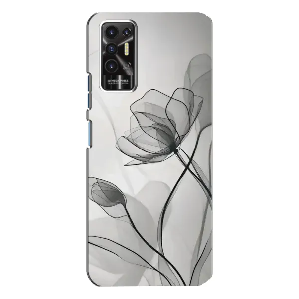 Чохол з принтом «Чорні квіти» для TECNO Pova 2 (LE7n)