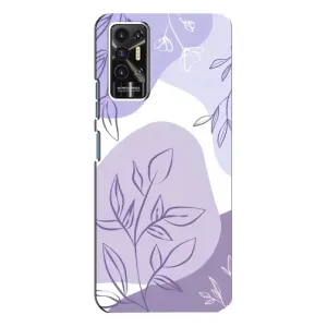 Силиконовый чехол с принтом в цветах на TECNO Pova-2 (LE7n) (Фиолетовые листья абстракция)