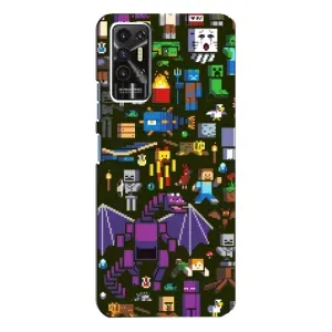 Чохол Майнкрафт на TECNO Pova-2 (LE7n) (AlphaPrint) Minecraft (Колаж Майнкрафт)