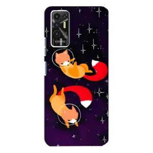 Чехлы с картинкой Лисички для TECNO Pova-2 (LE7n) (VPrint) (Лисички космонавты)