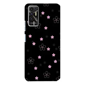 Чохол з розовим принтом для TECNO Pova-2 (LE7n) (Рожеві квіти на чорному)