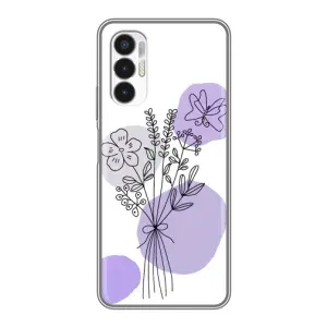 Силиконовый чехол с принтом в цветах на Tecno POVA 3 (LF7n) (Букет фиолетовая абстракция)