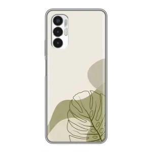 Силиконовый чехол с принтом в цветах на Tecno POVA 3 (LF7n) (Зеленая монстера дизайн)