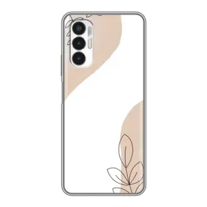 Силиконовый чехол с принтом в цветах на Tecno POVA 3 (LF7n) (Нюдовая веточка абстракция)