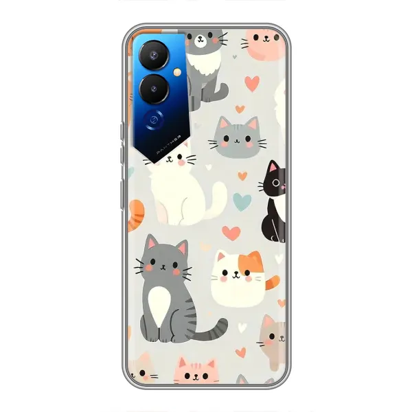 Чехол с принтом «Коллаж котов» для TECNO POVA 4 (LG7n)