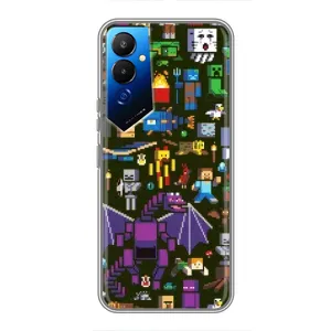 Чохол Майнкрафт на Tecno POVA 4 (LG7n) (AlphaPrint) Minecraft (Колаж Майнкрафт)
