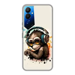 Чехол с Обезьянами Tecno POVA 4 (LG7n) - (AlphaPrint) (Макака в наушниках)