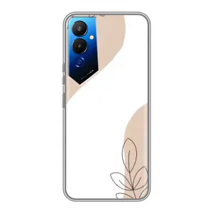 Силиконовый чехол с принтом в цветах на Tecno POVA 4 (LG7n) (Нюдовая веточка абстракция)