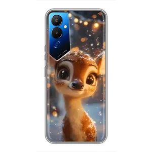 Яскравий чохол для TECNO POVA 4 (LG7n) з Зимові Оленята (Оленятко серед гірлянд)