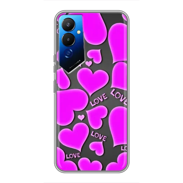 Чехол с принтом «Pink hearts» для TECNO POVA 4 (LG7n)