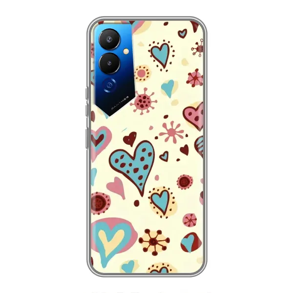 Чехол с принтом «Сердечки» для TECNO POVA 4 (LG7n)