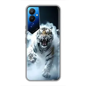 Чехол с картинкой «Хищники» для Tecno POVA 4 (LG7n) (Белый тигр в дыму)