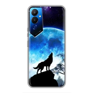 Защитные чехлы для Техно Пова 4 (AlphaPrint) (ХИТ продаж) ВОЛК (Волк на луну)
