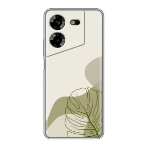Силиконовый чехол с принтом в цветах на Tecno POVA 5 (LG7n) (Зеленая монстера дизайн)