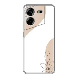 Силиконовый чехол с принтом в цветах на Tecno POVA 5 (LG7n) (Нюдовая веточка абстракция)