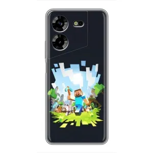 Чехол Майнкрафт на Tecno POVA 5 (LG7n) (AlphaPrint) Minecraft (персонажи Minecraft)
