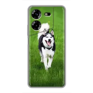 Чехол с Хаски для Tecno POVA 5 (LG7n) - (AlphaPrint) (Радостный Хаски)