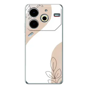 Силиконовый чехол с принтом в цветах на Tecno Pova 6 Neo 5G (Нюдовая веточка абстракция)
