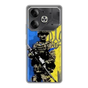 Чехлы с картинкой ЗСУ для Tecno Pova 6 (AlphaPrint) (АРТ солдат)