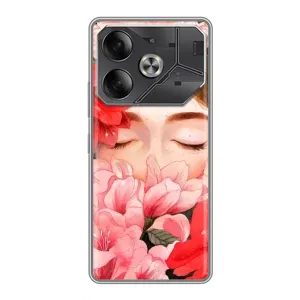 Чехлы (ART) Цветы на Tecno Pova 6 (VPrint) (Глаза в цветах)