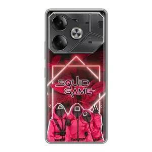 Чехол Гра в кальмара для Tecno Pova 6 (Охранники Игра кальмара)