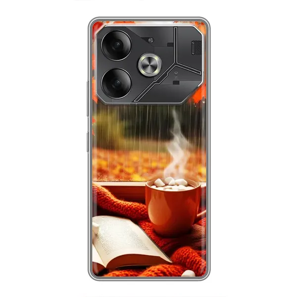 Чехол с принтом «Кофе и дождь» для TECNO Pova 6
