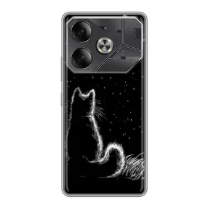 Чохол з принтом для Tecno Pova 6 (AlphaPrint) Модні коти (Котик і місяць)