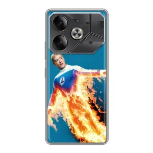 Чехол с принтом Фантастическая четверка для Tecno Pova 6 (Человек-факел в огне)