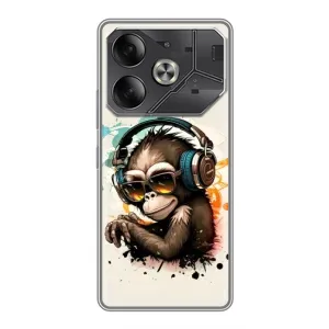 Чохол з Мавпами Tecno Pova 6 - (AlphaPrint) (Макака в навушниках)