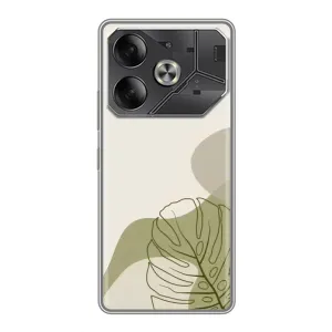 Силиконовый чехол с принтом в цветах на Tecno Pova 6 (Зеленая монстера дизайн)